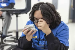 checking out a mineral at the Mine Opportunity Challenge