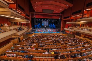 University graduation photography wide angle shot of convocation ceremony at Lakehead University auditorium