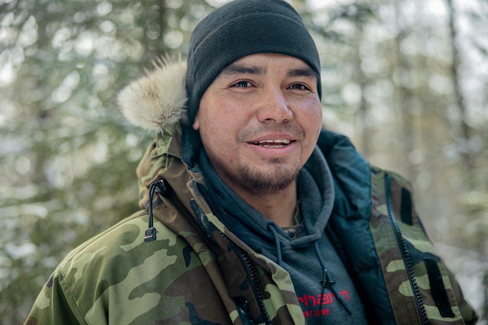 High school student portrait during winter camping and survival skills education trip